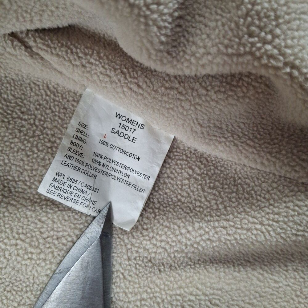 Vintage Woolrich Field Chore Coat Barn Jacket Leather Collar Canvas Large Womens - Picture 7 of 8